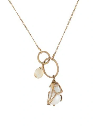 Pre-owned Alexis Bittar Pearl & Crystal Pendant Necklace, 19.25" In Neutrals/white
