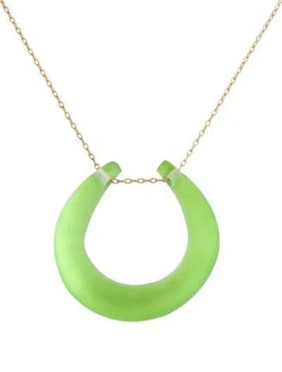 Pre-owned Alexis Bittar Pearl & Lucite Horseshoe Pendant Necklace, 16" In Multi