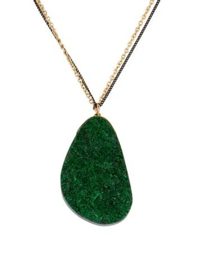 Pre-owned Alexis Bittar Pearl & Stone Pendant Necklace, 18" In Green