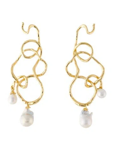 Pre-owned Alexis Bittar Pearl Twisted Drop Earrings In White