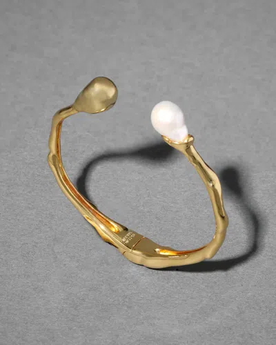 Alexis Bittar Perla Freshwater Pearl Hinge Cuff Bracelet In Gold
