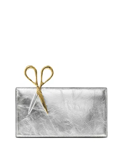 Alexis Bittar Petite Scissor Leather Clutch In Silver