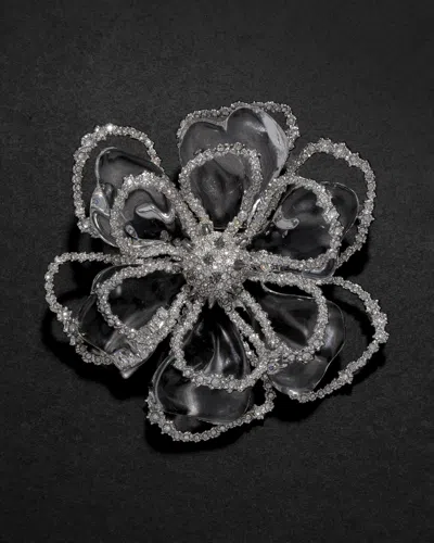 Alexis Bittar Punk Royale Crystal Lucite Flower Pin  | Statement Jewelry From  In Silver