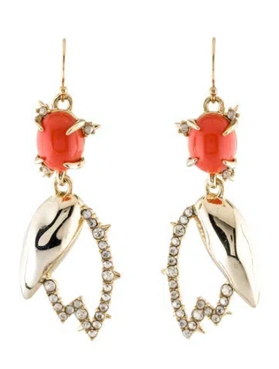 Pre-owned Alexis Bittar Resin & Crystal Drop Earrings In Orange