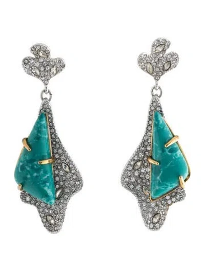 Pre-owned Alexis Bittar Resin & Crystal Encrusted Drop Earrings In Blue/clear
