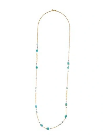 Pre-owned Alexis Bittar Resin Bead Station Necklace, 41.5" In Blue