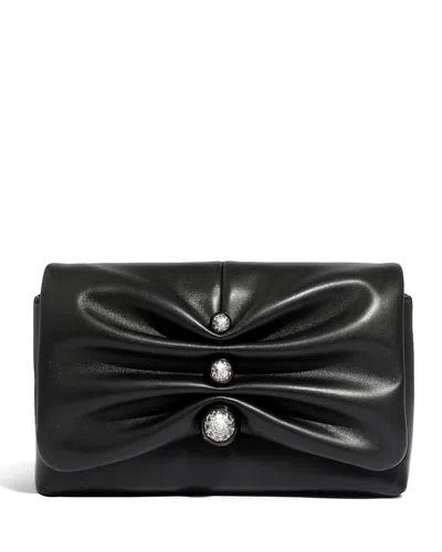 Alexis Bittar Molton Crystal Ruched Leather Crossbody Bag In Black