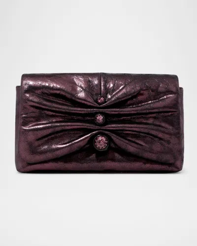 Alexis Bittar Ruched Crystal Leather Crossbody Bag In Purple