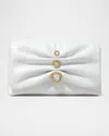 Alexis Bittar Ruched Crystal Leather Crossbody Bag In White