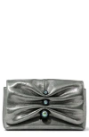Alexis Bittar Ruched Crystal Metallic Leather Clutch