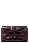 Alexis Bittar Ruched Crystal Metallic Leather Clutch In Purple