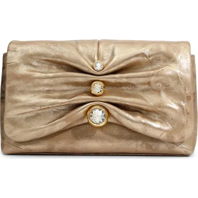 ALEXIS BITTAR ALEXIS BITTAR RUCHED CRYSTAL MOLTEN LEATHER CLUTCH
