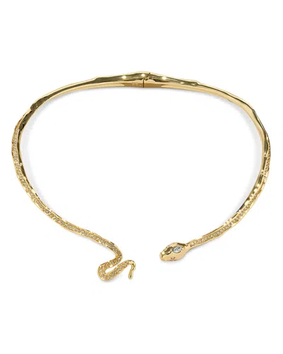 Alexis Bittar Serpent Crystal Skinny Structured Collar Necklace, 4.5 In Gold