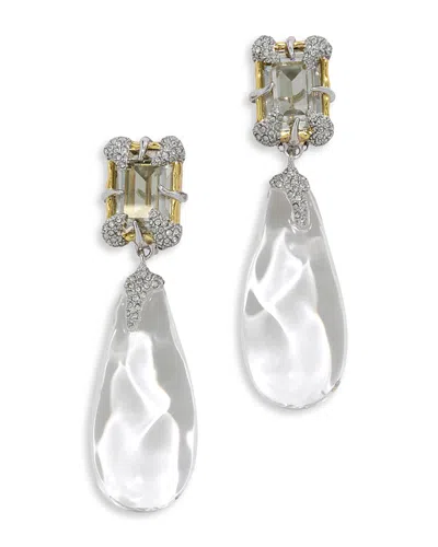 Alexis Bittar Silverlake Crystal & Lucite Clip On Statement Earrings In White