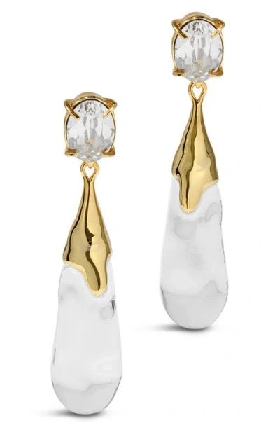 Alexis Bittar Small Bonbon Crystal Lucite® Teardrop Earrings In Gold