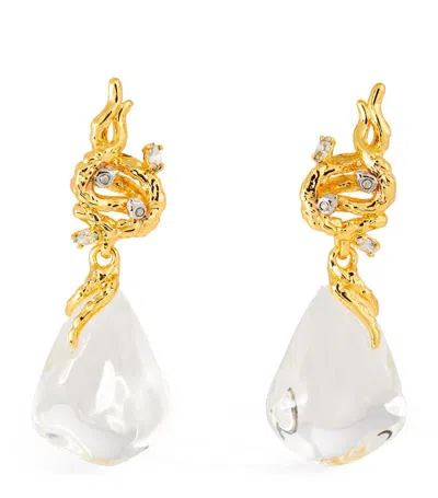 Alexis Bittar Small Gold Plated And Lucite Liquid Vine Raindrop Earrings