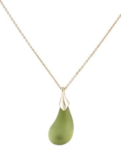 Pre-owned Alexis Bittar Small Lucite Pendant Necklace, 18.75" In Green