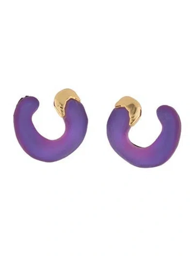 Pre-owned Alexis Bittar Small Molten Front Facing Hoop Earring In Purple