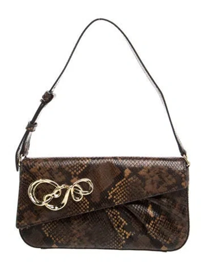 Pre-owned Alexis Bittar Snakeskin Shoulder Bag W/ Tags In Brown