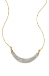 Alexis Bittar Solanales Crystal Crescent Bar Pendant Necklace In Gold