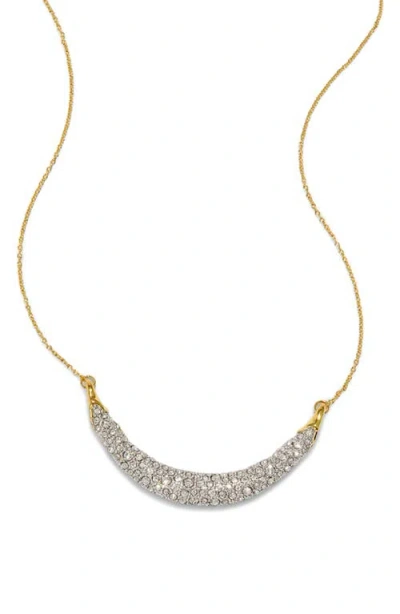 Alexis Bittar Solanales Crystal Crescent Bar Pendant Necklace In Gold