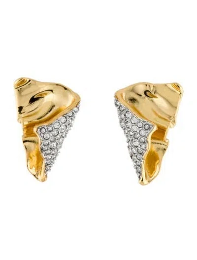 Pre-owned Alexis Bittar Solanales Crystal Folded Earrings In Multi