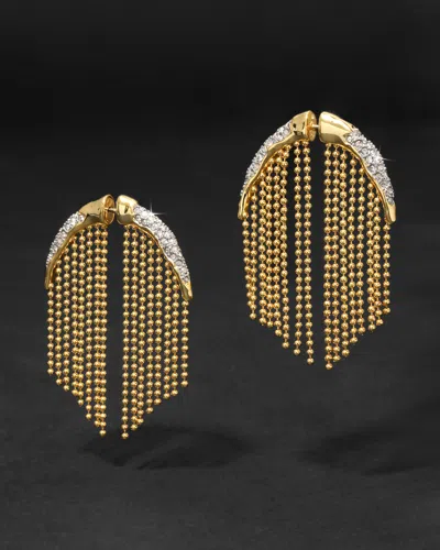 Alexis Bittar Solanales Crystal Fringed Front To Back Earrings In Gold