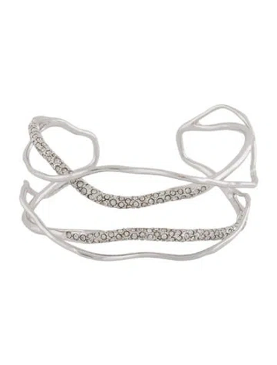 Pre-owned Alexis Bittar Solanales Crystal Intertwined Cuff Bracelet, 6.5" In Transparent