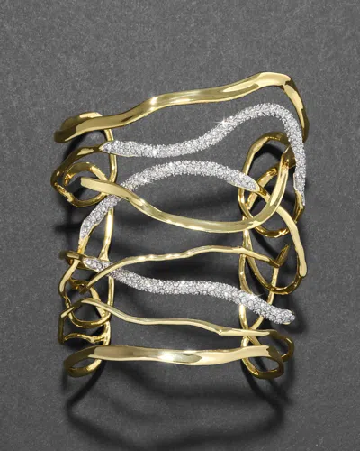 Alexis Bittar Solanales Crystal Intertwined Wide Cuff Bracelet In Gold
