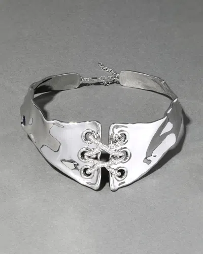 Alexis Bittar Solanales Crystal Lace Up Collar Necklace In Multi