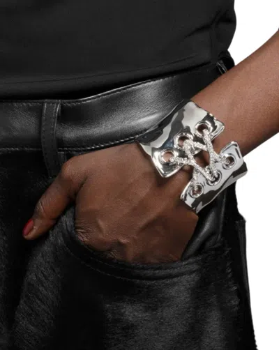 Alexis Bittar Solanales Crystal Lace Up Cuff Bracelet In Pink