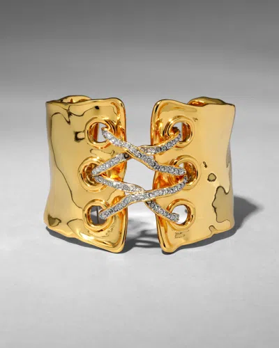 Alexis Bittar Solanales Crystal Lace Up Cuff Bracelet In Red