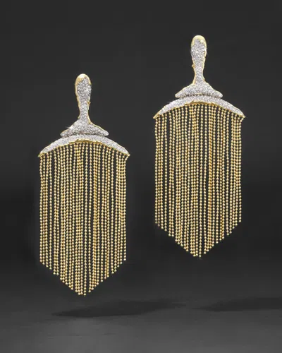 Alexis Bittar Solanales Crystal Large Fringe Chandelier Earrings In Gold