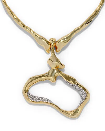 Alexis Bittar Solanales Crystal Modernist Collar Pendant Necklace In Gold