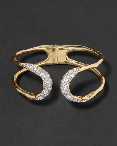 Alexis Bittar Solanales Crystal Orbiting Hinge Cuff Bracelet In Gold