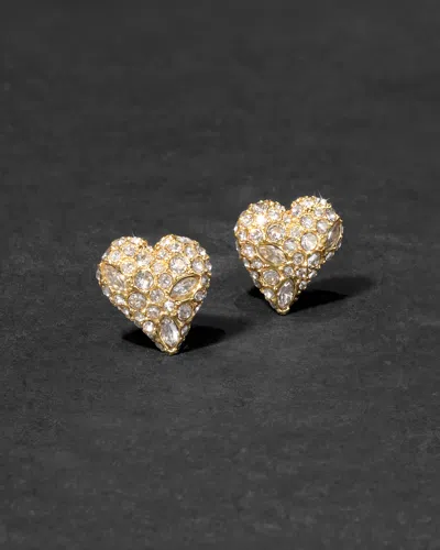 Alexis Bittar Solanales Crystal Pavã© Heart Stud Earrings In Pink