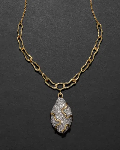 Alexis Bittar Solanales Crystal Pavã© Pebble Link Necklace In Gold