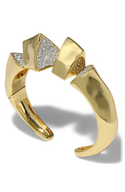Alexis Bittar Solanales Crystal Pavé Fragment Hinge Cuff Bracelet In Gold
