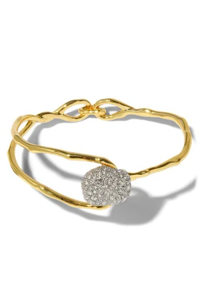 Alexis Bittar Solanales Crystal Pavé Pebble Bangle Bracelet In Gold