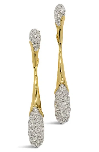 Alexis Bittar Solanales Linear Crystal Teardrop Earrings In Gold