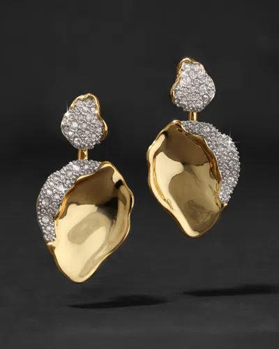 Alexis Bittar Solanales Crystal Petal Front Back Earrings In Gold