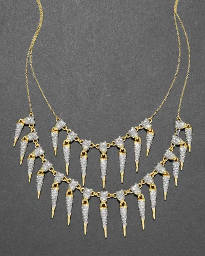 Alexis Bittar Solanales Crystal Spear Layered Fringe Necklace In Gold