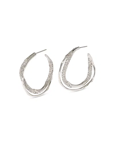 Alexis Bittar Solanales Crystal Twist Hoop Earrings In Silver