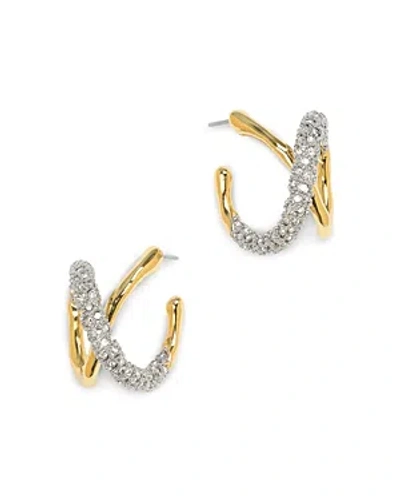 ALEXIS BITTAR SOLANALES CRYSTAL TWISTED ORBIT HOOP EARRINGS