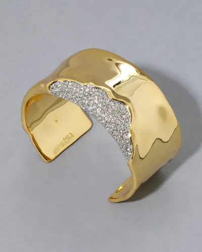 Alexis Bittar Solanales Crystal Wide Cuff Bracelet In Gold