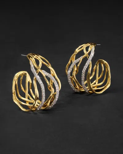 Alexis Bittar Solanales Crystal Woven Hoop Earrings In Gold