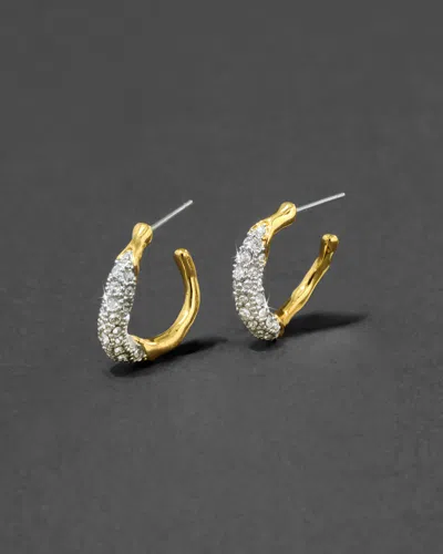 Alexis Bittar Solanales Gold Crystal Twist Mini Hoop Earrings In Pink