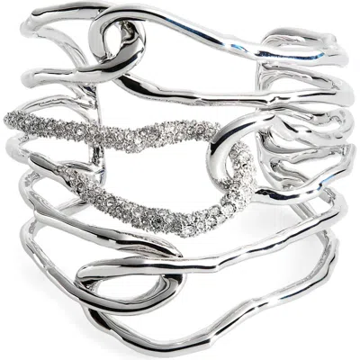 Alexis Bittar Solanales Large Twisted Cuff Bracelet In Crystals