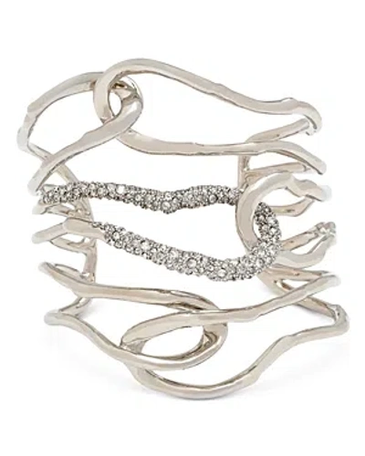 Alexis Bittar Women's Solanales 14k Rhodium-plated Twisted Cuff Bracelet In Crystals