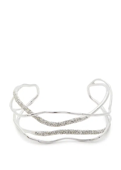 Alexis Bittar Solanales Pavé Rhodium-plated Cuff In Metallic